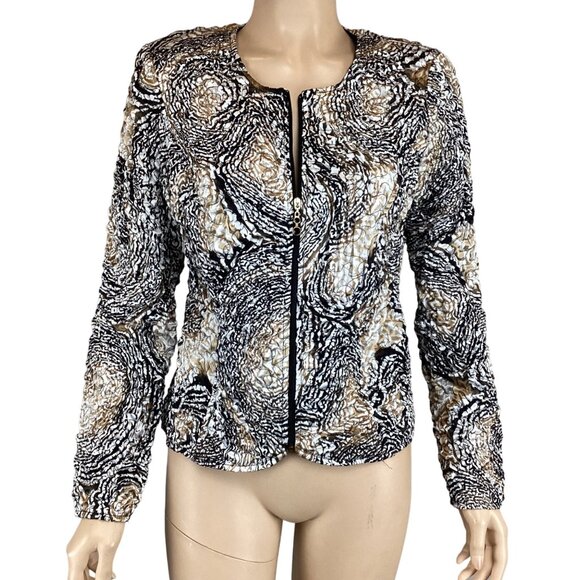 Frank Lyman Jacket Size 10  Womens Textured Long Sleeve Zipper Sheen‎ Multicolor - Picture 1 of 8